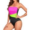 imageHolipick Women Tummy Control One Piece Swimsuits Strapless Bandeau Bathing Suits Slimming Halter SwimwearPink Green Black
