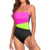imageHolipick Women Tummy Control One Piece Swimsuits Strapless Bandeau Bathing Suits Slimming Halter SwimwearPink Green Black