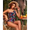 imageHolipick One Shoulder One Piece Swimsuit for Women Tummy Control Bathing Suits Modest Full Coverage Keyhole SwimwearRed Floral
