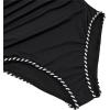 imageHolipick One Shoulder One Piece Swimsuit for Women Tummy Control Bathing Suits Modest Full Coverage Keyhole SwimwearRopesblack and White