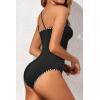 imageHolipick One Shoulder One Piece Swimsuit for Women Tummy Control Bathing Suits Modest Full Coverage Keyhole SwimwearRopesblack and White