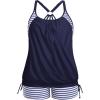 imageHolipick Plus Size Tankini Swimsuits for Women Two Piece Tummy Control Bathing Suit Blouson Tankini Top with ShortsNavy Striped
