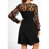 imageHolipick Womens Cocktail Dresses Wedding Guest Party Crew Neck Short A Line Dress with Lace SleevesBlack Floral Long Sleeve