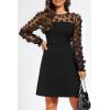imageHolipick Womens Cocktail Dresses Wedding Guest Party Crew Neck Short A Line Dress with Lace SleevesBlack Floral Long Sleeve