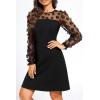 imageHolipick Womens Cocktail Dresses Wedding Guest Party Crew Neck Short A Line Dress with Lace SleevesBlack Floral Long Sleeve