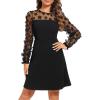 imageHolipick Womens Cocktail Dresses Wedding Guest Party Crew Neck Short A Line Dress with Lace SleevesBlack Floral Long Sleeve