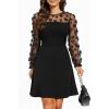 imageHolipick Womens Cocktail Dresses Wedding Guest Party Crew Neck Short A Line Dress with Lace SleevesBlack Floral Long Sleeve