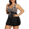 imageHolipick Two Piece Plus Size Tankini Swimsuits for Women Tummy Control Swim Top with Shorts Long Flowy Bathing SuitsBlack Leopard