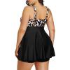 imageHolipick Two Piece Plus Size Tankini Swimsuits for Women Tummy Control Swim Top with Shorts Long Flowy Bathing SuitsBlack Leopard