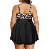 imageHolipick Two Piece Plus Size Tankini Swimsuits for Women Tummy Control Swim Top with Shorts Long Flowy Bathing SuitsBlack Leopard