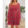 imageHolipick Womens Casual Square Neck Smocked Dress Shirred Ruffle Puff Sleeve High Waist Cute Flowy ALine Short DressChristmas