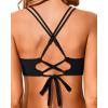imageHolipick Women Black High Waisted Bikini Twist Front Swimsuits 2 Piece Lace Up Bikini top with Tummy Control SwimsBlack