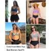 imageHolipick Women Black High Waisted Bikini Twist Front Swimsuits 2 Piece Lace Up Bikini top with Tummy Control SwimsBlack