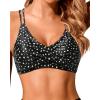 imageHolipick Women Black High Waisted Bikini Twist Front Swimsuits 2 Piece Lace Up Bikini top with Tummy Control SwimsBlack White Dot