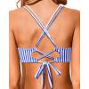 imageHolipick Women Black High Waisted Bikini Twist Front Swimsuits 2 Piece Lace Up Bikini top with Tummy Control SwimsBlue Striped
