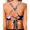imageHolipick Women Black High Waisted Bikini Twist Front Swimsuits 2 Piece Lace Up Bikini top with Tummy Control SwimsColorful Flower