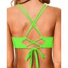 imageHolipick Women Black High Waisted Bikini Twist Front Swimsuits 2 Piece Lace Up Bikini top with Tummy Control SwimsNeon Green