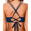 imageHolipick Women Black High Waisted Bikini Twist Front Swimsuits 2 Piece Lace Up Bikini top with Tummy Control SwimsPeacock Blue