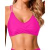 imageHolipick Women Black High Waisted Bikini Twist Front Swimsuits 2 Piece Lace Up Bikini top with Tummy Control SwimsPink