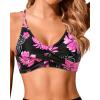imageHolipick Women Black High Waisted Bikini Twist Front Swimsuits 2 Piece Lace Up Bikini top with Tummy Control SwimsPink Floral