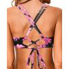 imageHolipick Women Black High Waisted Bikini Twist Front Swimsuits 2 Piece Lace Up Bikini top with Tummy Control SwimsPink Floral