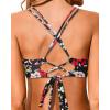imageHolipick Women Black High Waisted Bikini Twist Front Swimsuits 2 Piece Lace Up Bikini top with Tummy Control SwimsRed Floral