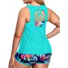 imageHolipick Women Plus Size 3 Piece Tankini Swimsuits Athletic Bathing Suits with ShortsAqua Colorful Floral