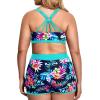 imageHolipick Women Plus Size 3 Piece Tankini Swimsuits Athletic Bathing Suits with ShortsAqua Colorful Floral