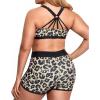 imageHolipick Women Plus Size 3 Piece Tankini Swimsuits Athletic Bathing Suits with ShortsLeopard