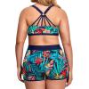 imageHolipick Women Plus Size 3 Piece Tankini Swimsuits Athletic Bathing Suits with ShortsNavy Leaves
