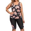 imageHolipick Women Plus Size 3 Piece Tankini Swimsuits Athletic Bathing Suits with ShortsOrange Floral