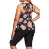 imageHolipick Women Plus Size 3 Piece Tankini Swimsuits Athletic Bathing Suits with ShortsOrange Floral