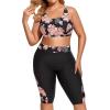 imageHolipick Women Plus Size 3 Piece Tankini Swimsuits Athletic Bathing Suits with ShortsOrange Floral