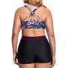 imageHolipick Women Plus Size 3 Piece Tankini Swimsuits Athletic Bathing Suits with ShortsPurple Floral