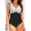 imageHolipick Women Tummy Control One Piece Swimsuit  Push Up Bathing Suit Full Coverage Slimming SwimwearBlack Striped