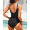 imageHolipick Women Tummy Control One Piece Swimsuit  Push Up Bathing Suit Full Coverage Slimming SwimwearBlue and Black
