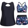 imageHolipick Women Plus Size 3 Piece Tankini Swimsuits Athletic Bathing Suits with ShortsFlamingo