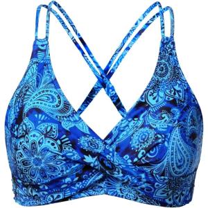 imageHolipick Women Black High Waisted Bikini Twist Front Swimsuits 2 Piece Lace Up Bikini top with Tummy Control SwimsBlue Paisley