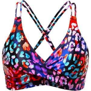 imageHolipick Women Black High Waisted Bikini Twist Front Swimsuits 2 Piece Lace Up Bikini top with Tummy Control SwimsColor Leopard