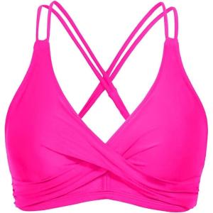 imageHolipick Women Black High Waisted Bikini Twist Front Swimsuits 2 Piece Lace Up Bikini top with Tummy Control SwimsPink