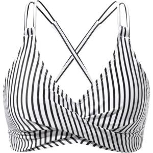 imageHolipick Women Black High Waisted Bikini Twist Front Swimsuits 2 Piece Lace Up Bikini top with Tummy Control SwimsStripe