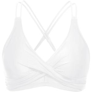 imageHolipick Women Black High Waisted Bikini Twist Front Swimsuits 2 Piece Lace Up Bikini top with Tummy Control SwimsWhite