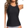 imageHolipick High Neck Tankini Top Bathing Suit Tops for Women Tummy Control Tank Tops SwimsuitsBlack