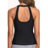 imageHolipick High Neck Tankini Top Bathing Suit Tops for Women Tummy Control Tank Tops SwimsuitsBlack