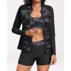 imageHolipick Long Sleeve Swimsuits for Women  3 Piece Rash Guard with Shorts Zipper SPF Swim Shirt with Built in BraCamo