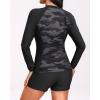 imageHolipick Long Sleeve Swimsuits for Women  3 Piece Rash Guard with Shorts Zipper SPF Swim Shirt with Built in BraCamo