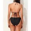 imageHolipick Two Piece Triangle Bikini Sets for Women String Bathing Suit Halter Top with Side Tie Bikini BottomBlack Metal Accessories