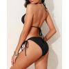 imageHolipick Two Piece Triangle Bikini Sets for Women String Bathing Suit Halter Top with Side Tie Bikini BottomBlack Metal Accessories