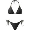 imageHolipick Two Piece Triangle Bikini Sets for Women String Bathing Suit Halter Top with Side Tie Bikini BottomBlack Metal Accessories
