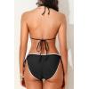 imageHolipick Two Piece Triangle Bikini Sets for Women String Bathing Suit Halter Top with Side Tie Bikini BottomBlack With White Trim
